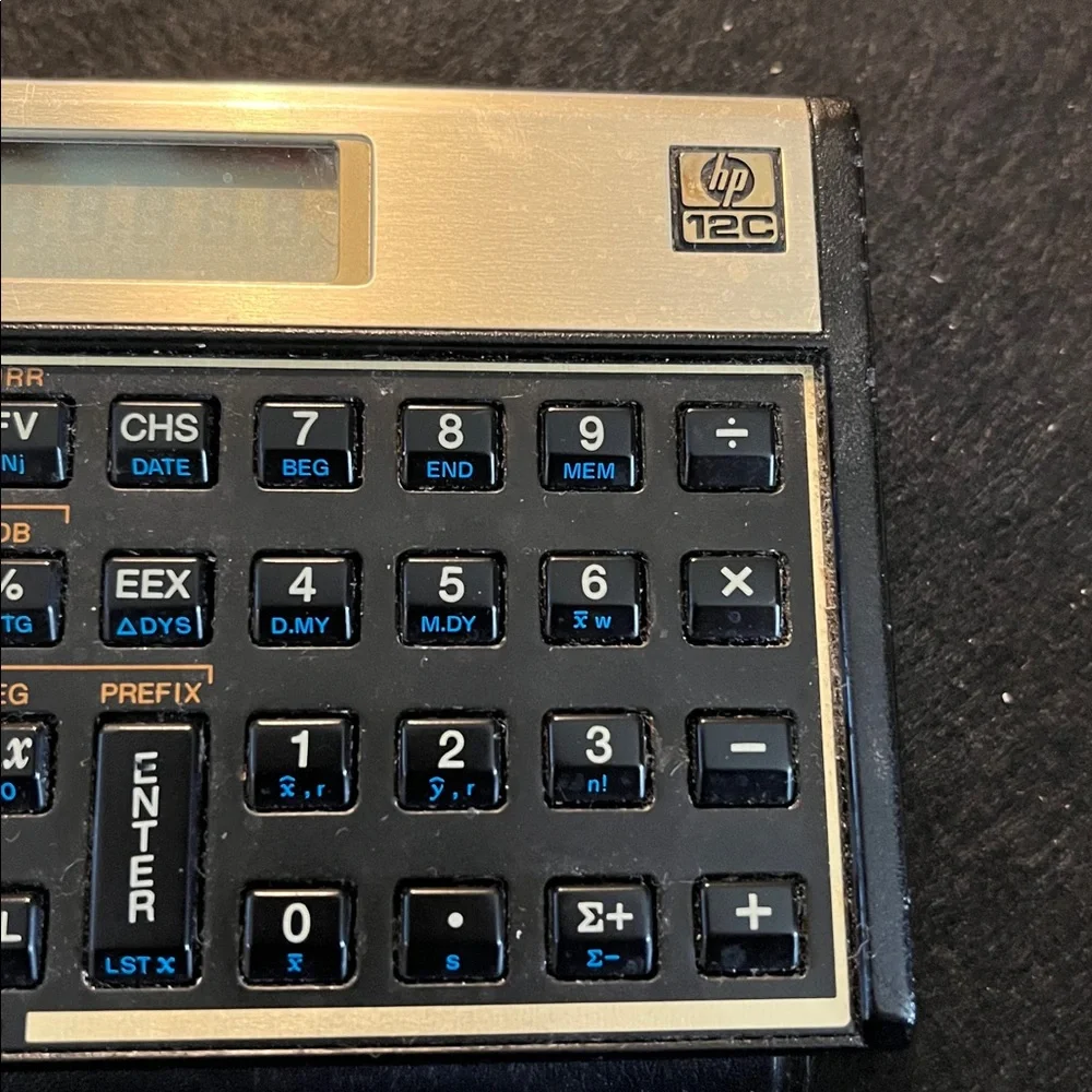 Vintage HP 12C Calculator - Black and Gold
